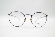 Vintage Sting J 42 Schwarz Silber Oval Brille Brillengestell eyeglasses NOS