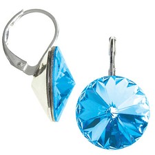 Ohrringe mit Swarovski Kristall 12mm in der Farbe Aquamarin Blau