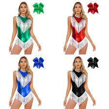 Frauen Kleid Party Trikot Rumba Body Ärmellos Tanzbekleidung Fransen Kostüm
