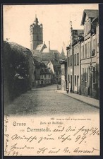 Darmstadt, Partie mit Stadtkirche, Ansichtskarte 