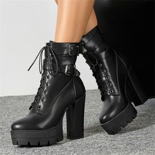 Damen Schnürung Stiefeletten