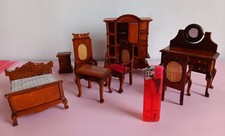 Puppenstube Biedermeier Möbel Bett Stuhl Kommode Tisch Schrank Nachttisch Deko