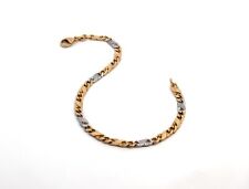Goldarmband, Goldarmkette, Figaro Bicolor Gelbgold / Weißgold 585 14 KT