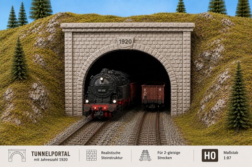 Tunnelportal 2 gleisig - tunnelportal, h0