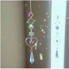 Kristall Sonnenfänger Herz Planet  Prisma sunchatcher Regenbogen silber