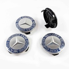 4x 75mm Mercedes-Benz Nabenkappen Nabendeckel Felgendeckel Raddeckel Dunkelblau