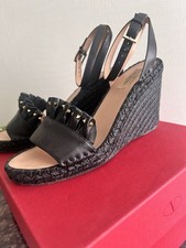 Leder Espadrilles Sandalen Valentino Garavani Rockstud, Gr. 41  schwarz