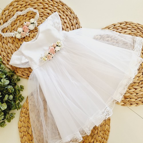Taufkleid stirnband schuhe - taufkleid, +stirnband
