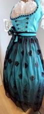 Count Line Festtags Balkonette Dirndl schwarz türkis mit Spitzen-Schürze Gr 36