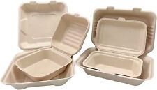 50-1000X biologisch abbaubare Bagasse Lebensmittelbehälter Clamshell Burger Takeaway Boxen