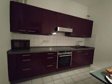 Schöne Wellmann Einbauküche Hochglanz Aubergine, B 310 cm, inkl. Elektrogeräte