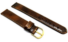 Uhrenarmband Uhrband Vintage Kalbsleder Flach 16mm Cognac Braun  / 128