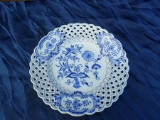 Durchbruchteller groß Czechoslovakia Tschechien Original Bohemia Zwiebelmuster