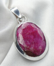 Anhänger 925 Silber echter, facettierter Rubin - Muttergestein - UNIKAT - NEU *