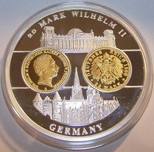 20 MARK MÜNZE WILHELM II.1906 - 50 MM - MEDAILLE - SILBER AUFLAGE - SELTEN