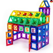 Playmags Magnetic Tile Building Set: EXCLUSIVE Educational Clickins ? 80-Pc.