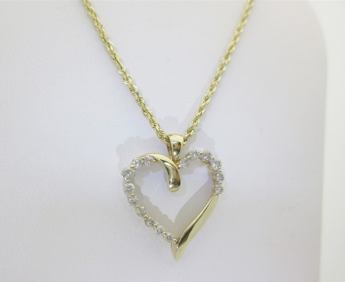 14k diamant herz halskette - diamant,