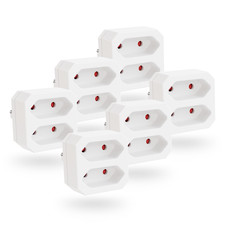 greate 6x Doppelstecker für Steckdose 2fach - Steckdosenadapter, Doppelsteckdose