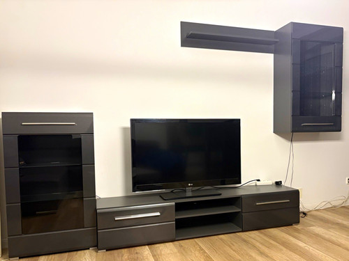Wohnwand set schwarz grau - wohnwand, mit
