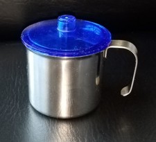 WMF Chromargan Sahne/Milchkännchen mit blauem Kunststoff Deckel vintage