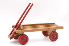Antikes Spielzeug aus Holz Leiterwagen Karre auf Rollen DDR Vintage
