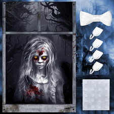 Halloween Fensterbilder Gruselig Horror Deko Fenster 120x80 cm Draußen