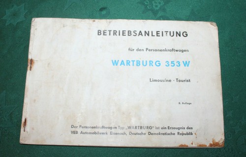 Handbuch wartburg 353w - handbuch, pkw