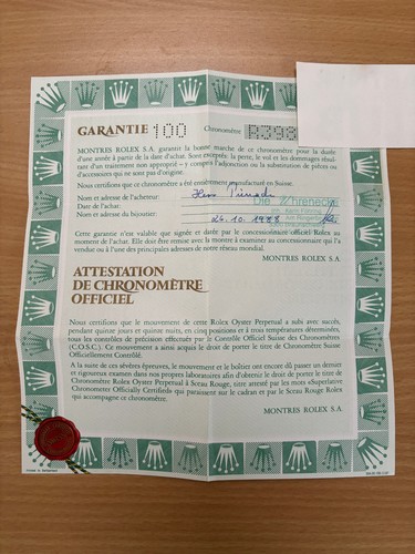 Rolex zertifikat garantiekarte - rolex,
