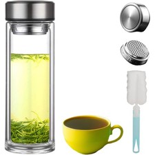 Teeflasche Glas, Edelstahl