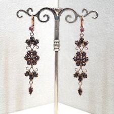 Jugendstil Granatschmuck Granat Ohrringe Retro Vintage Silber 925/- vergoldet