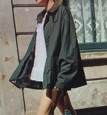 BDG coole Wachsjacke L Baumwolle oliv Cordkragen urban outfitters barbour