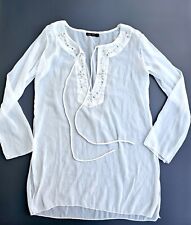 Tunika weiss Gr. M Strand Bikiniüberwurf Strand Tunika mit Strass Ibiza Style