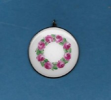 Antikes Rosen-Medaillon / Anhänger Porzellan 30er-Jahre