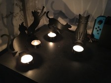 Katzen Familie Teelicht Deko - 4 verschiedene Katzenteelichter