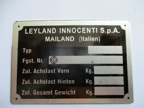 Typenschild plate leyland - typenschild, id-plate