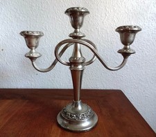 alter versilberter Kerzenhalter Kerzenständer 3-armig 30er Jahre Ianthe England