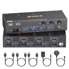 8K@60Hz HDMI DisplayPort Switch 3 PC auf 2 Monitore mit 4 USB Ports Netzteil