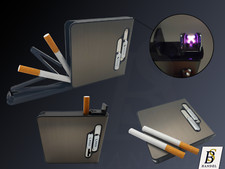 Zigarettenetui mit Plasma Feuerzeug Zigarettenbox Zigarettenspender Geschenk 