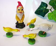 Osterdeko alt/antik Erzgebirge mini Holzfigur Entenfamilie 4 x Ente Gans + Zwerg