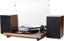 Bluetooth Plattenspieler Wireless Turntable HiFi Anlage Holz Gegengewicht