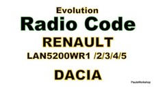 Radio Code - Renault Dacia