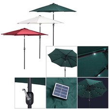 Sonnenschirm Marktschirm Gartenschirm Schirm 24 LEDs Kurbel Solar Ø 270 cm