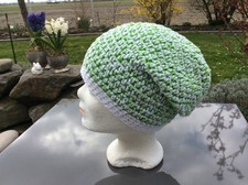 Beanie, Mütze, Häkelmütze,Long Beanie,Baumwolle,Grün