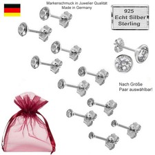 Paar Ohrringe  Silber 925 Ohrstecker Zirkonia weiß Diamantfarbe Damen Herren NEU