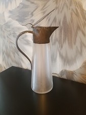 Antik Glaskrug - Weinkrug - Mostkrug - mit Zinndeckel - um 1900, Alt Vintage 