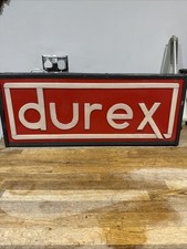 VINTAGE "DUREX" LEUCHTKASTEN BELEUCHTET 3D PLEXIGLAS WANDSCHILD 29 "L 12" H MANNSHÖHLE