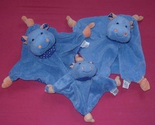 3 x Sterntaler Schmusetuch Hippo Nilpferd Norbert blau rasselt 2 groß + 1 klein