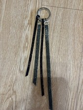Taschen/Schlüssel Swarovski Anhänger mit Silbernen Ring Leder und Strasskette