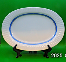 Porzellan Vorlegeplatte oval 33 cm Serie Lanzette Platinrand/Blauband von Thomas