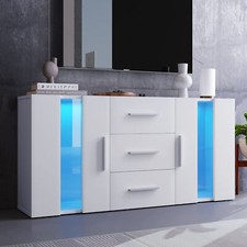 Kommode Sideboard TV-Schrank Fernsehschrank mit 16 LED-Leuchten Anrichte Weiß